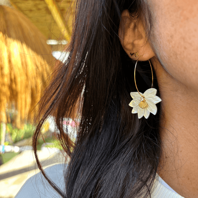 Boucles d’oreilles Créoles Lotus doré 