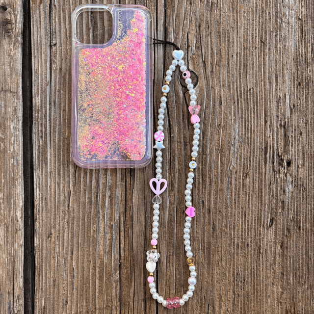 Grigri de téléphone Nacré Rose - Taille M