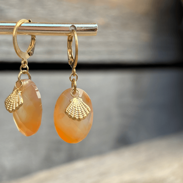 Dormeuses Shell Cornaline