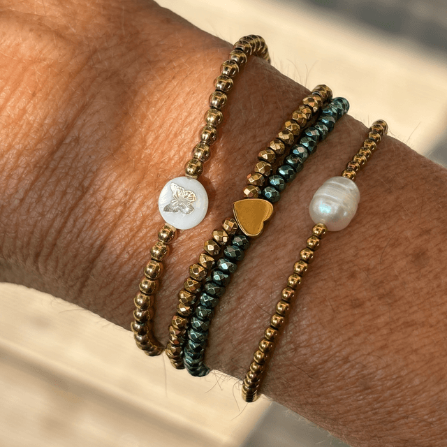 Bracelet Papillon doré nacre