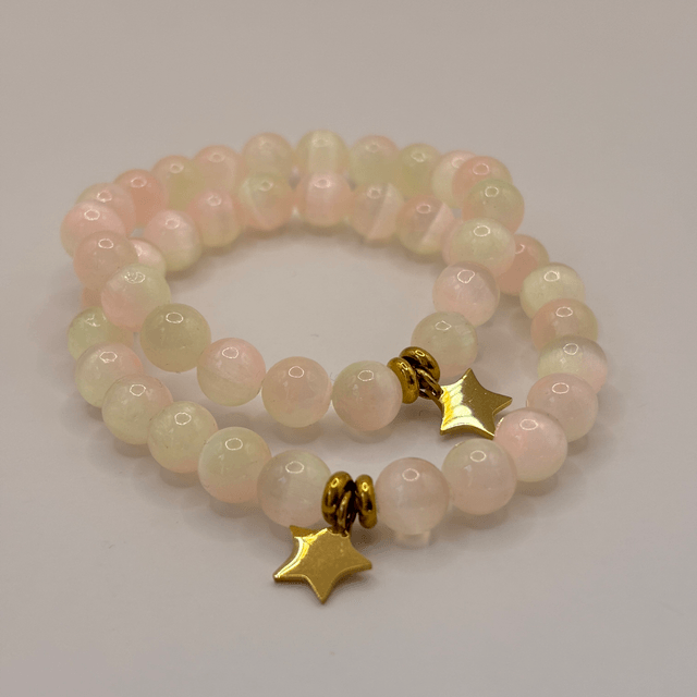 Bracelet étoile Sélénite rose et jaune
