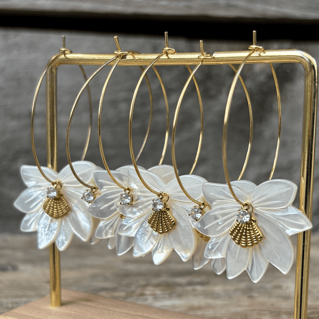 Boucles d’oreilles Créoles Lotus doré 