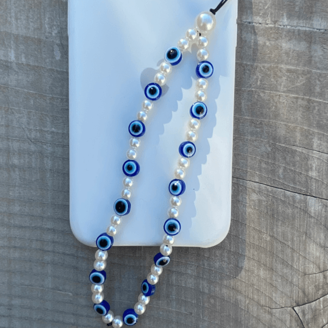 Grigri de téléphone Nacré Oeil Bleu - Taille S