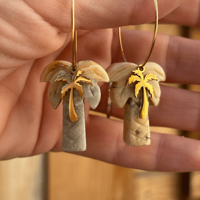 Boucles d’oreilles Créoles Palmiers Agathe Jaune