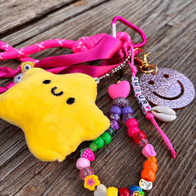 Grigri de Sac Big Smiley rose AMOUR