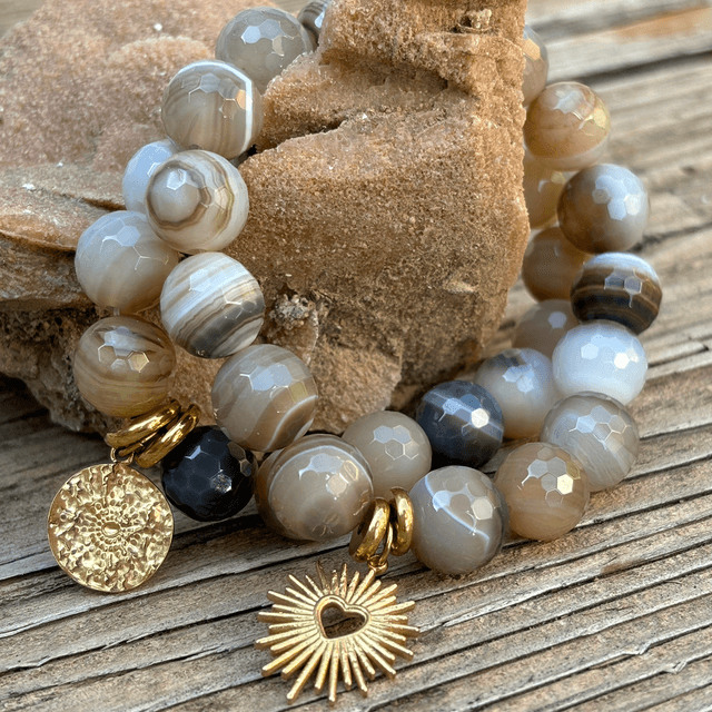 Bracelet Cœur Sacré Agathe brown facettée 