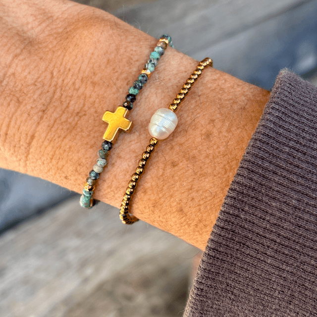 Bracelet Croix turquoise africaine 