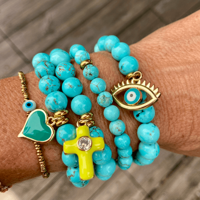 Bracelet Croix Pop Turquoise naturelle