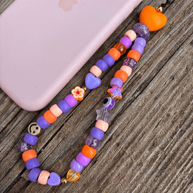 Grigri de téléphone Bonbon d’Amour 🧡 Orange & Mauve - Taille S