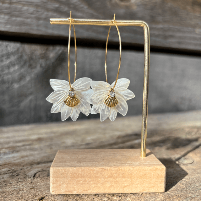 Boucles d’oreilles Créoles Lotus doré 
