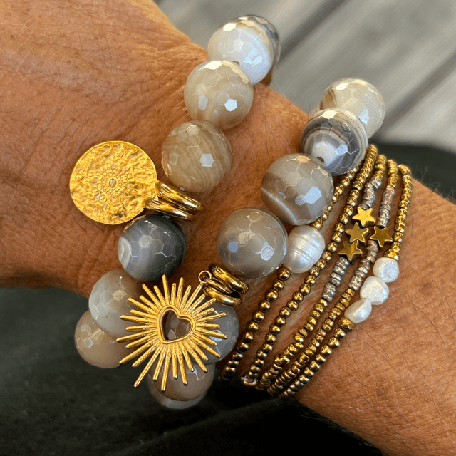 Bracelet Cœur Sacré Agathe brown facettée 