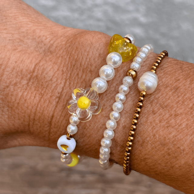 Bracelet Fleur Pop jaune 