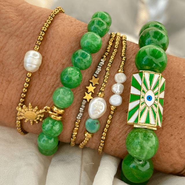 Bracelet Amulette jade Green