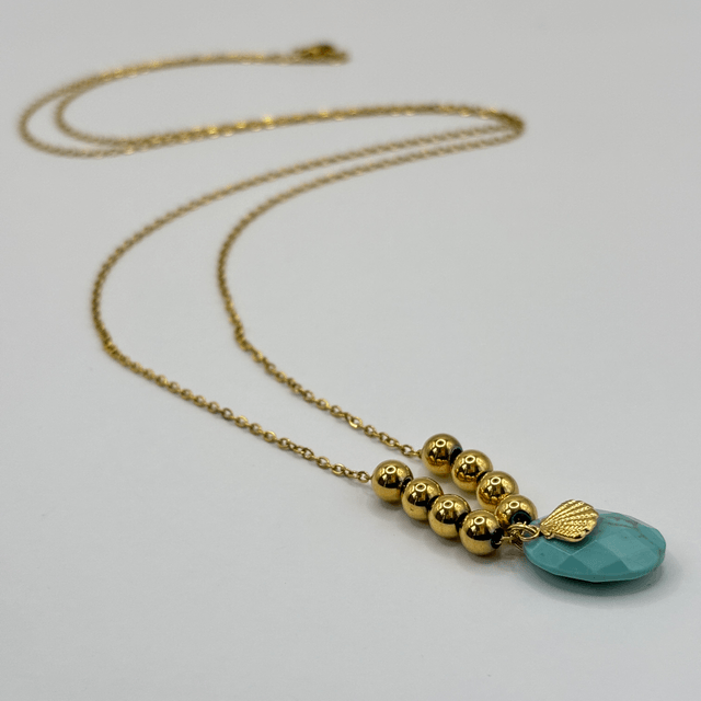 Sautoir Shell pierre naturelle turquoise
