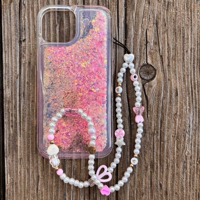 Grigri de téléphone Nacré Rose - Taille M