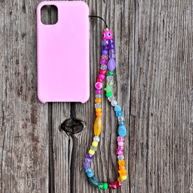 Grigri de téléphone Pierres multicolores - Taille M