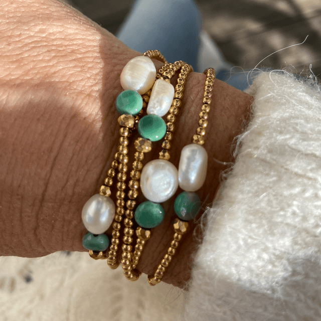 Bracelet Duo Pastille Turquoise verte 