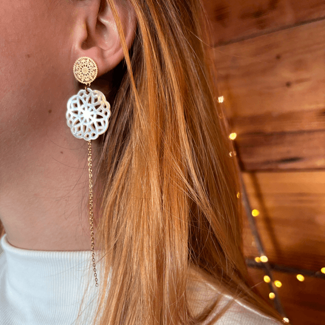 Boucles d’oreilles Rosace nacre
