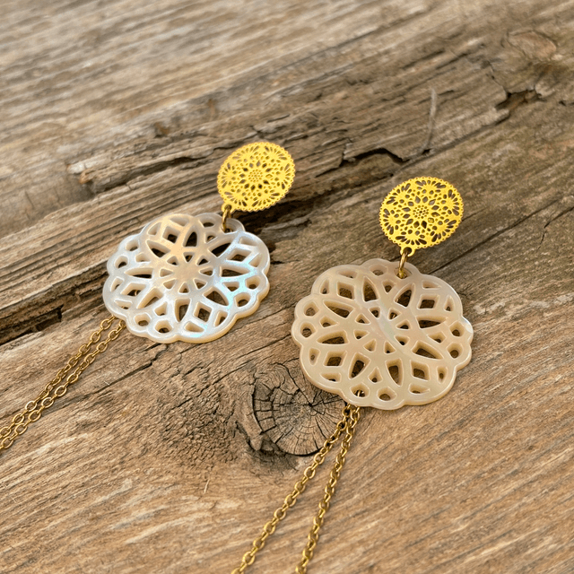 Boucles d’oreilles Rosace nacre