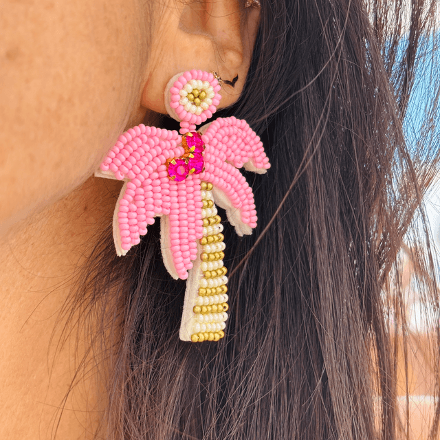 Boucles d’oreilles Palmier rose
