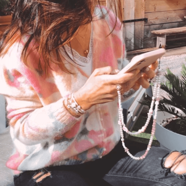 Grigri de téléphone Nacré Rose BONJOUR L’AMOUR - Taille L