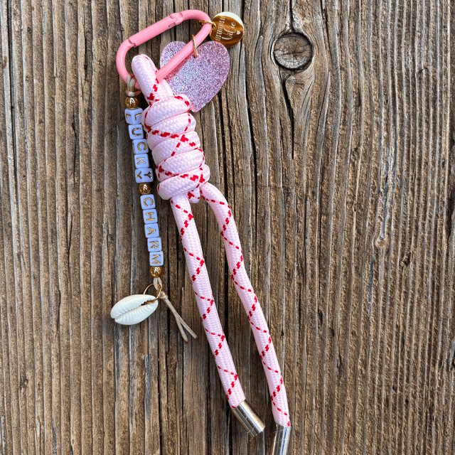 Porte-clés Grigri Cordon rose LUCKY CHARMS 