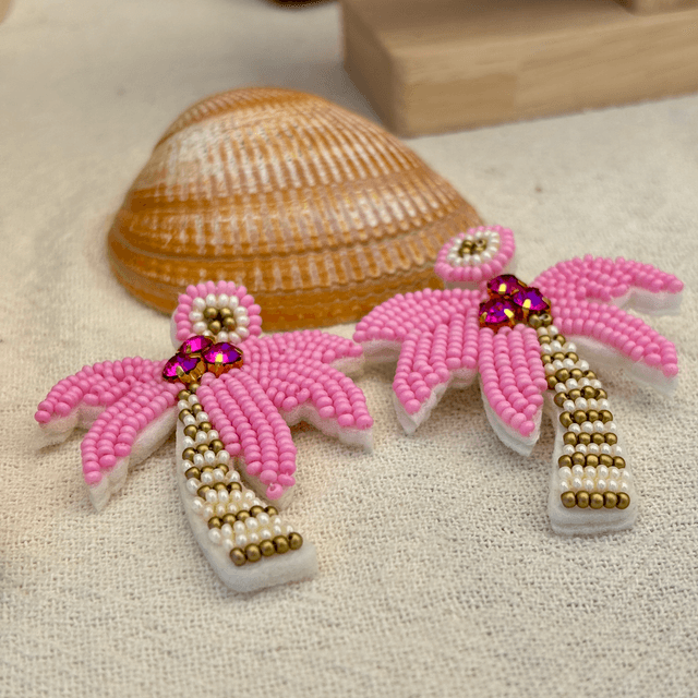 Boucles d’oreilles Palmier rose