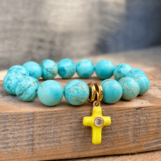 Bracelet Croix Pop Turquoise naturelle