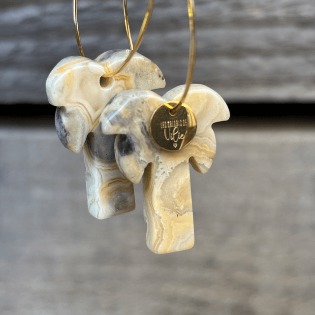 Boucles d’oreilles Créoles Palmiers Agathe jaune