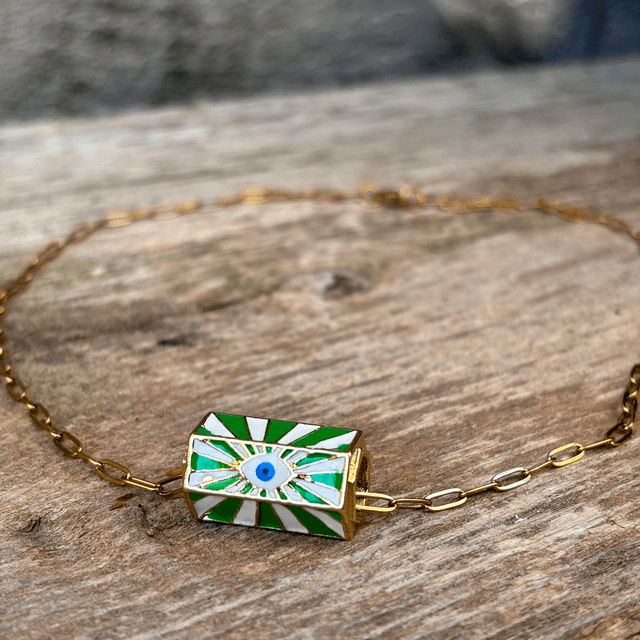 Collier Amulette Œil Vert
