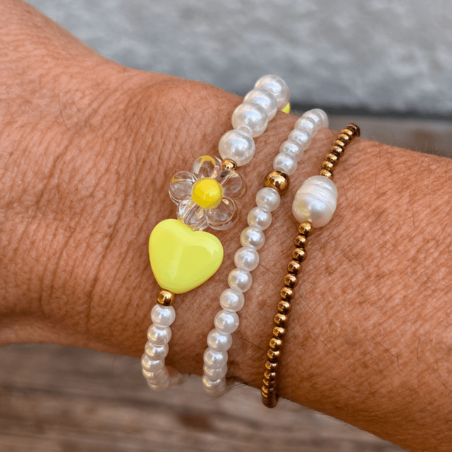 Bracelet Fleur Pop jaune 