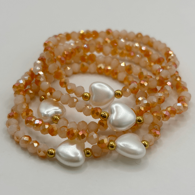 Bracelet cristal gold cœur nacré