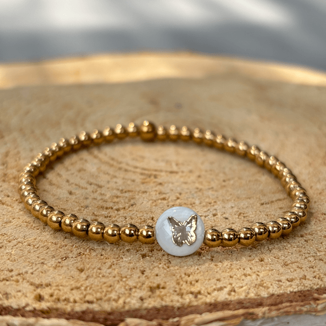 Bracelet Papillon doré nacre
