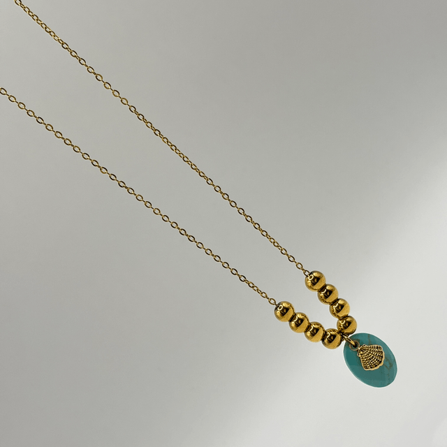 Sautoir Shell pierre naturelle turquoise