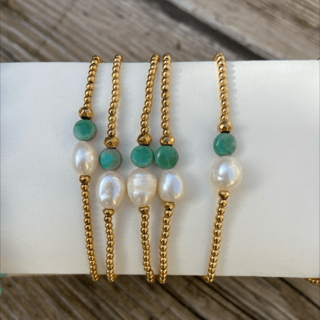 Bracelet Duo Pastille Turquoise verte 