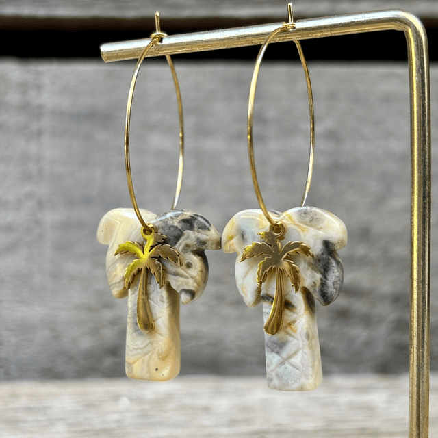 Boucles d’oreilles Créoles Palmiers Agathe jaune