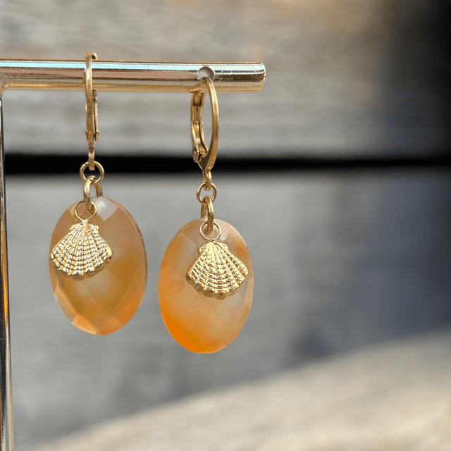 Dormeuses Shell Cornaline