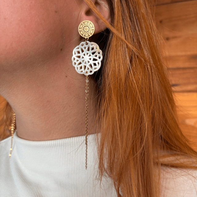 Boucles d’oreilles Rosace nacre