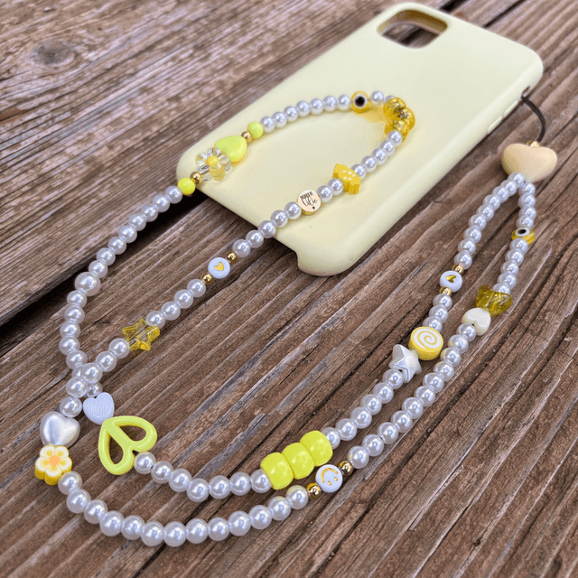Grigri de téléphone Nacré Jaune