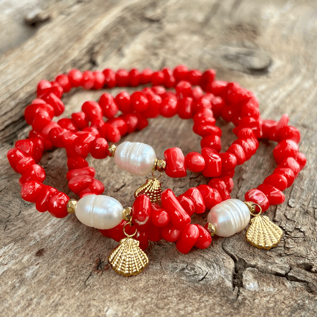 Bravelet Corail rouge Shell
