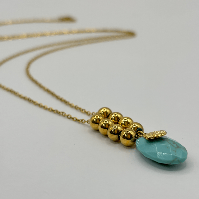 Sautoir Shell pierre naturelle turquoise