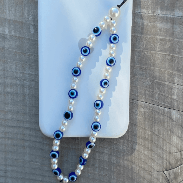 Grigri de téléphone Nacré Oeil Bleu - Taille S