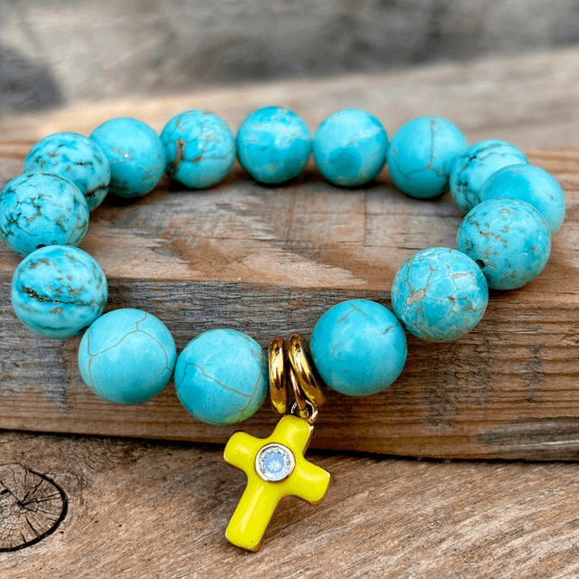 Bracelet Croix Pop Turquoise naturelle