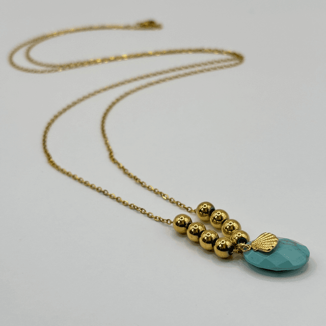 Sautoir Shell pierre naturelle turquoise