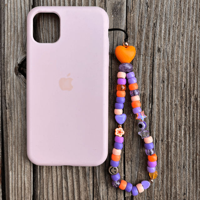 Grigri de téléphone Bonbon d’Amour 🧡 Orange &amp; Mauve - Taille S