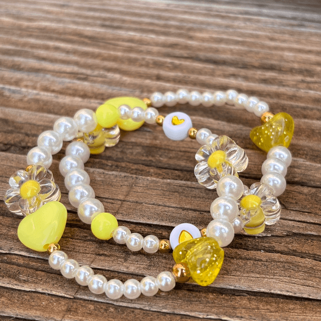Bracelet Fleur Pop jaune 