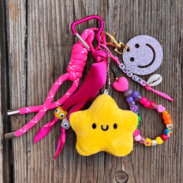 Grigri de Sac Big Smiley rose AMOUR
