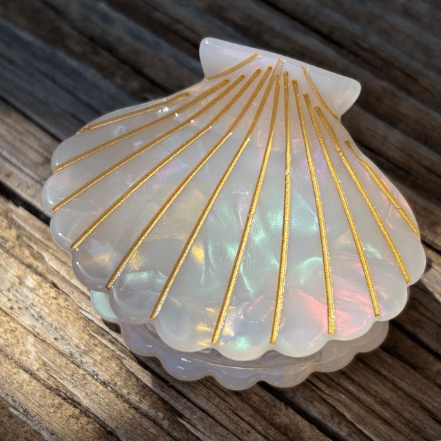 Pince à cheveux Coquillage nacré blanc