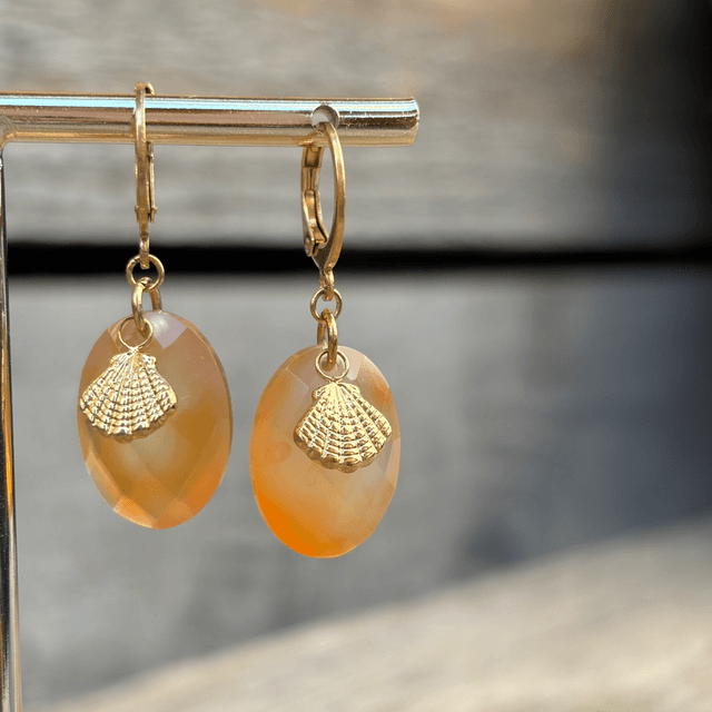 Dormeuses Shell Cornaline