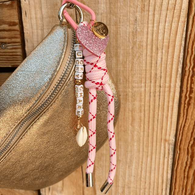 Porte-clés Grigri Cordon rose LUCKY CHARMS 
